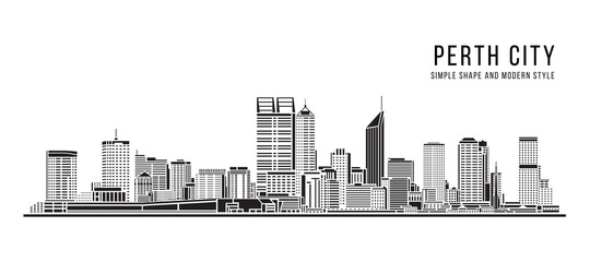 Fototapeta premium Cityscape Building Abstract shape and modern style art Vector design - perth city