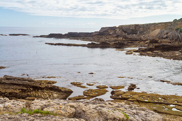 Bigaral crystals beach near Luanco town, Asturias province, Spain