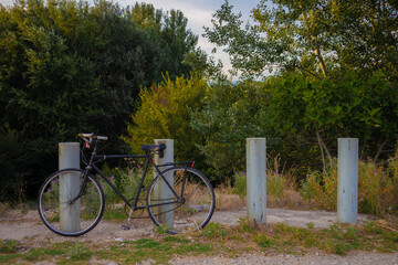 Abandoned vintage bicycle at the countryside 