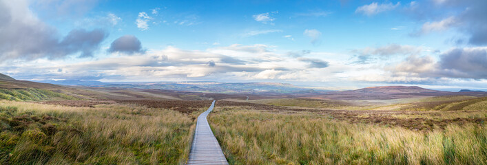 The Stairway to Heaven walk in Co Fermanagh from the top of Cuilcagh Moutain Park, Ireland