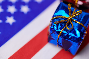 Gift box on USA flag