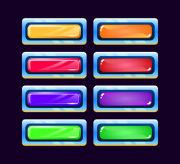Set of gui space jelly and Crystal button with various colors for game ui asset elements vector illustration