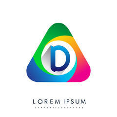 D letter colorful logo in the triangle shape, Vector design template elements for your Business or company identity.