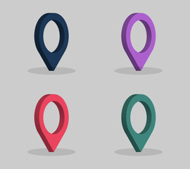 Set pin map marker pointer icon, GPS location flat symbol.