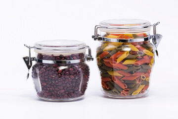 very elegant and comfortable glass jars for storing bulk products in the kitchen