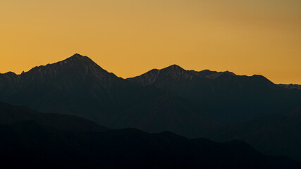 槍穂高の稜線　マジックアワー