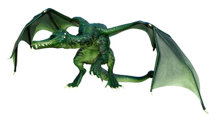 Fototapeta premium 3D Rendering Fairy Tale Dragon on White