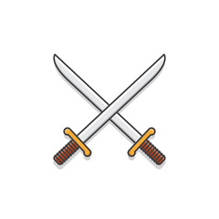 Crossed Swords Vector Icon Illustration. Beautiful Two Swords. Sword Icon