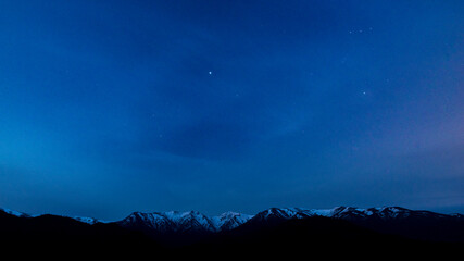 飯豊連峰　夜　星