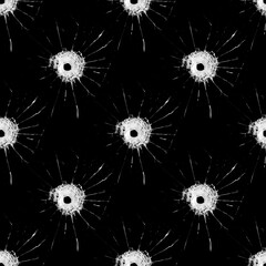 seamless pattern with cracks on glass isolated on black background