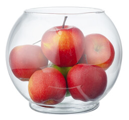 Glass bowl for fruits storage isolated on white