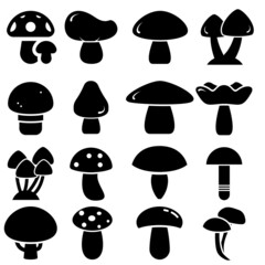 Mushrooms vector icon set. fungus illustration sign collection. food symbol.