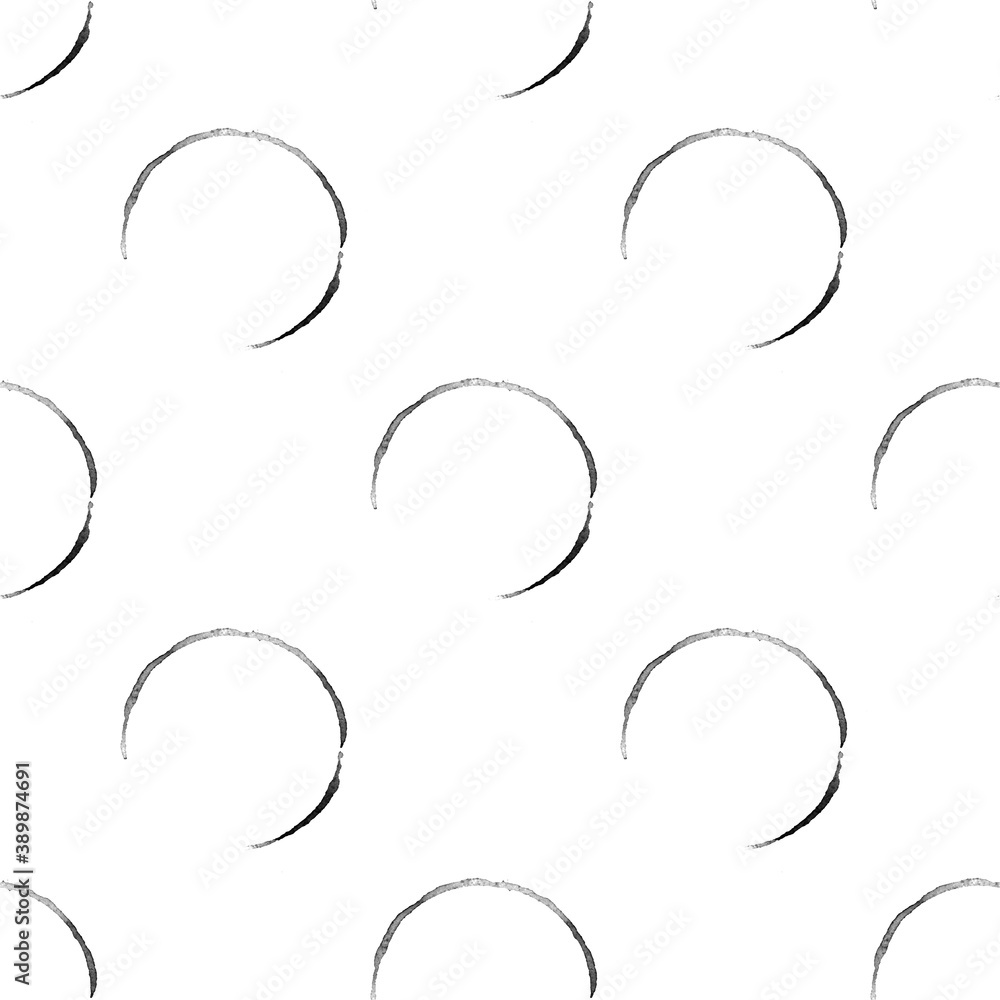 Poster seamless pattern with black circles isolated on white background