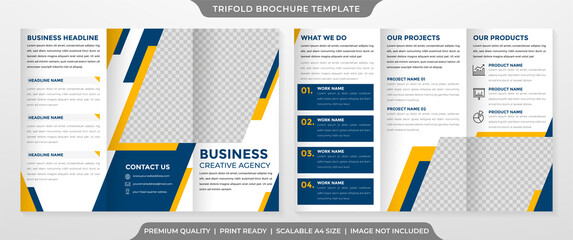 trifold brochure template with clean style and minimalist concept use for business profile and identity