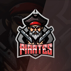 Pirate with guns mascot esport logo design