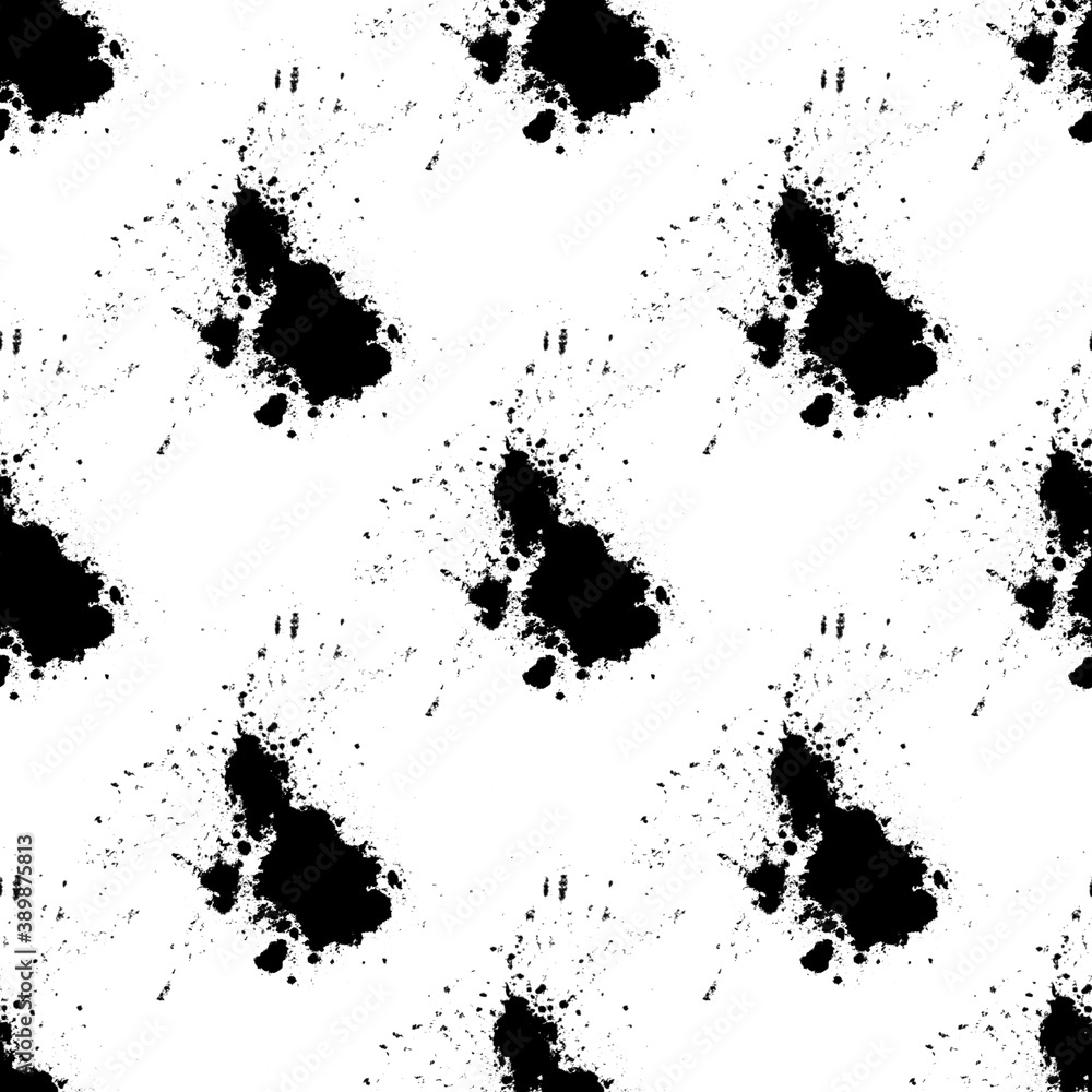 Poster set of black splashes with splashes isolated on white background
