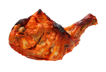 grilled chicken leg  on white background 