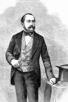 Carl 3rd. Prince of Leiningen. Carl Friedrich Wilhelm Emich. German relative of Queen Victoria. 1804-1856. Antique illustration. 1867.