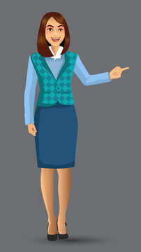 Teacher or lecturer in presentation poses, vector illustration