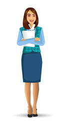 Teacher or lecturer in presentation poses, vector illustration