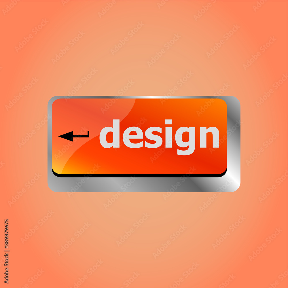 Aufkleber design word on computer keyboard keys button