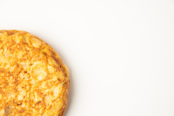 omelette with potatoes on white background