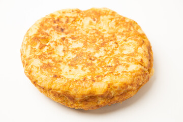 omelette with potatoes on white background