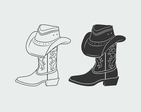 Cowboy hat boots sign symbol vector illustration