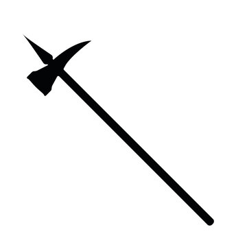 Medieval war type of weapon hatchet, concept icon axe old cold weaponry black silhouette vector illustration, isolated on white. Flat equipment of murder.