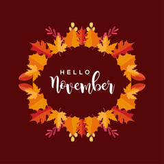 Hello November Vector Design Illustration For Banner and Background