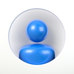 blue male Avatar blank shape in white hole. suitable for avatar, internet and profile page themes. 3d illustration