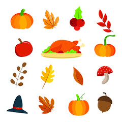 set of fruits and vegetables thanksgiving