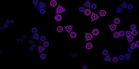 Dark Purple, Pink vector texture with religion symbols.