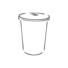 Sketched empty trash bin desktop icon. Doodle design element in vector, trash can vector sketch illustration