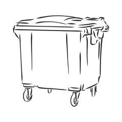 Sketched empty trash bin desktop icon. Doodle design element in vector, trash can vector sketch illustration