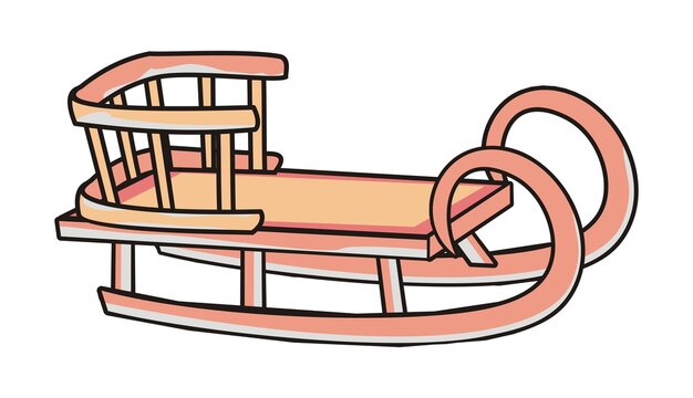 wooden sled with pink accents clip art preview