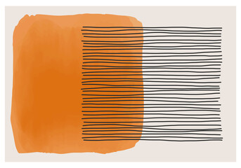 Trendy abstract creative minimal artistic hand painted composition