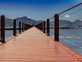 A joyful sunny morning at the pier