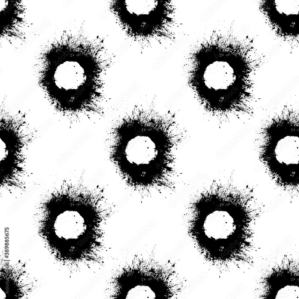 Poster set of black splashes with splashes isolated on white background