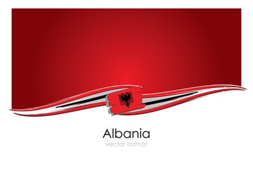 Albania Flag with colored hand drawn lines in Vector Format