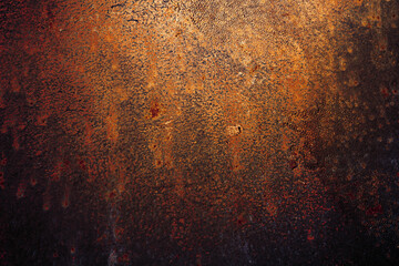 Empty rusty corrosion and oxidized backgroundr. Grunge rusted metal texture. Worn metallic iron wall.