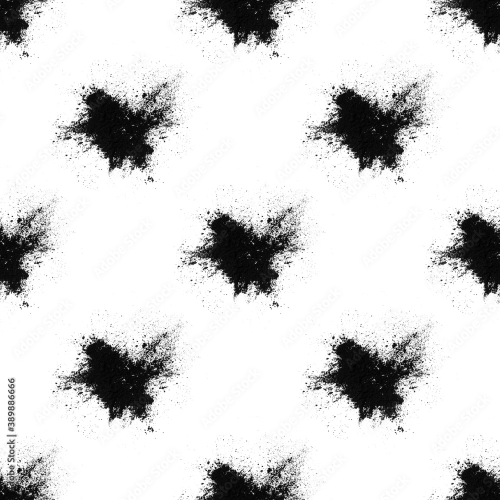 Poster set of black splashes with splashes isolated on white background