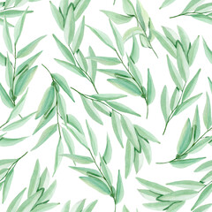 Naklejka na ściany i meble Mistletoe sprigs watercolor. For decoration of gift wrapping, design works, postcards, design of fabrics and textiles, invitation, wrapping, paper.