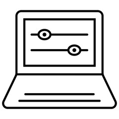 Laptop equalizer icon vector illustration