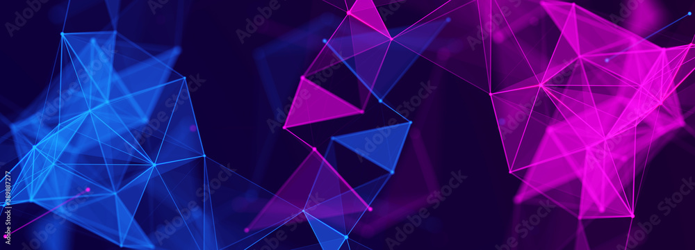 Aufkleber Technology background. Abstract digital combination dots and lines. Network connection structure. 3d Widescreen