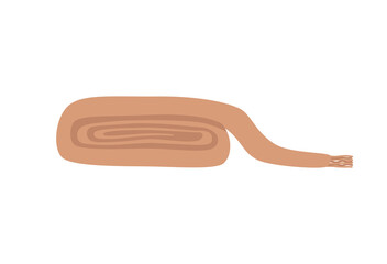 Blanket rolled up isolated on a flea. the concept of a cozy home. Vector hand-drawn illustration.