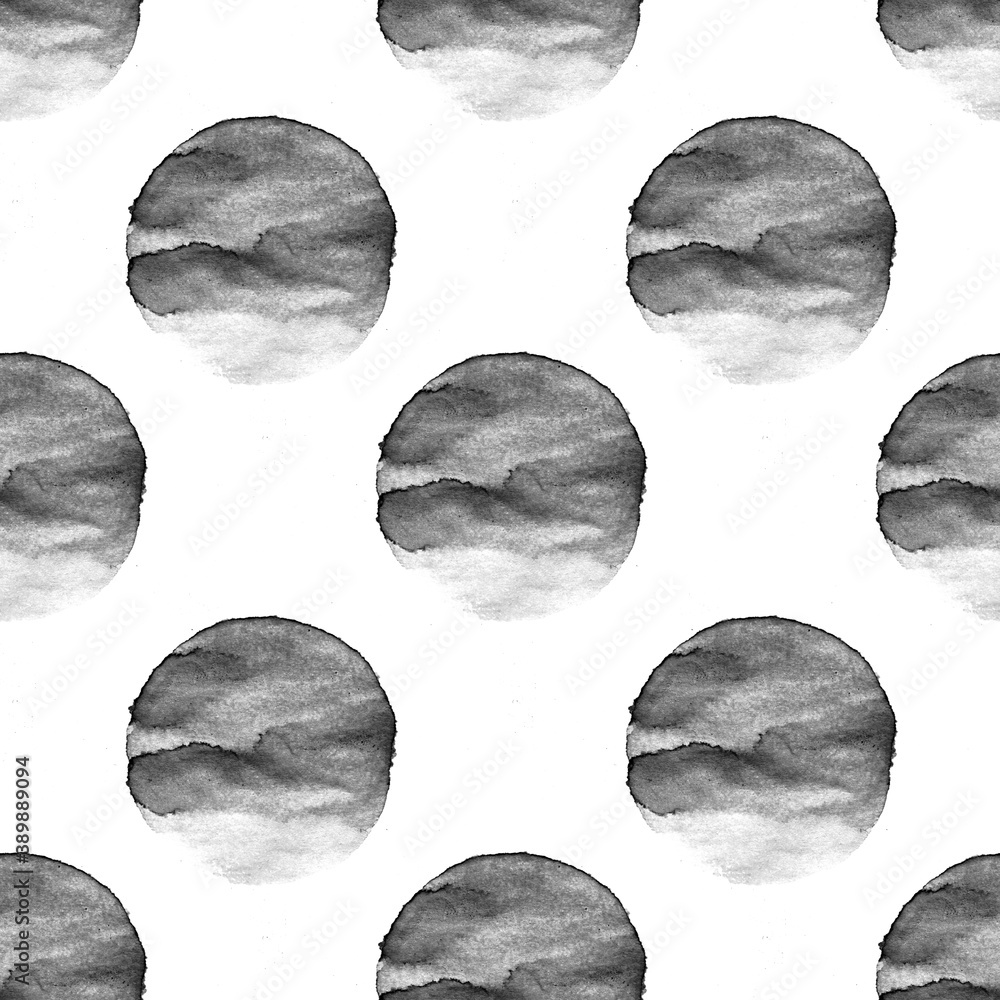 Poster seamless pattern with black circles isolated on white background
