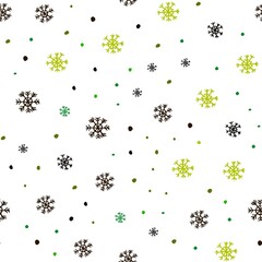 Dark Green vector seamless cover with beautiful snowflakes.