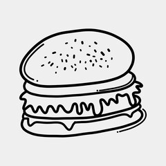 hamburger doodle vector icon. Drawing sketch illustration hand drawn line eps10