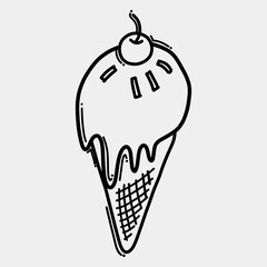 ice cream doodle vector icon. Drawing sketch illustration hand drawn line eps10